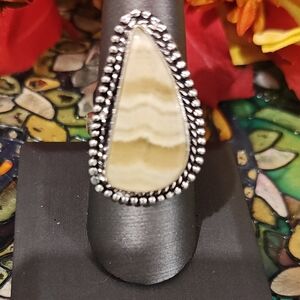 Calcite Gemstone Silver Plated Ring Size - 8 3/4